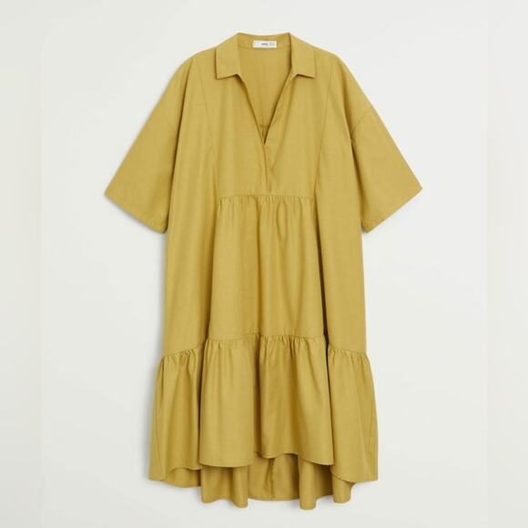 NWT Mango Ruffled Shirt Dress Size Medium Large - Picture 4 of 11